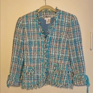Blue multicolored tweed jacket by Carlisle.